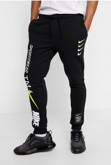 nike overbranded cuffed joggers in black